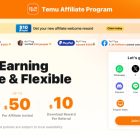Print da tela de inscrição para afiliado Temu