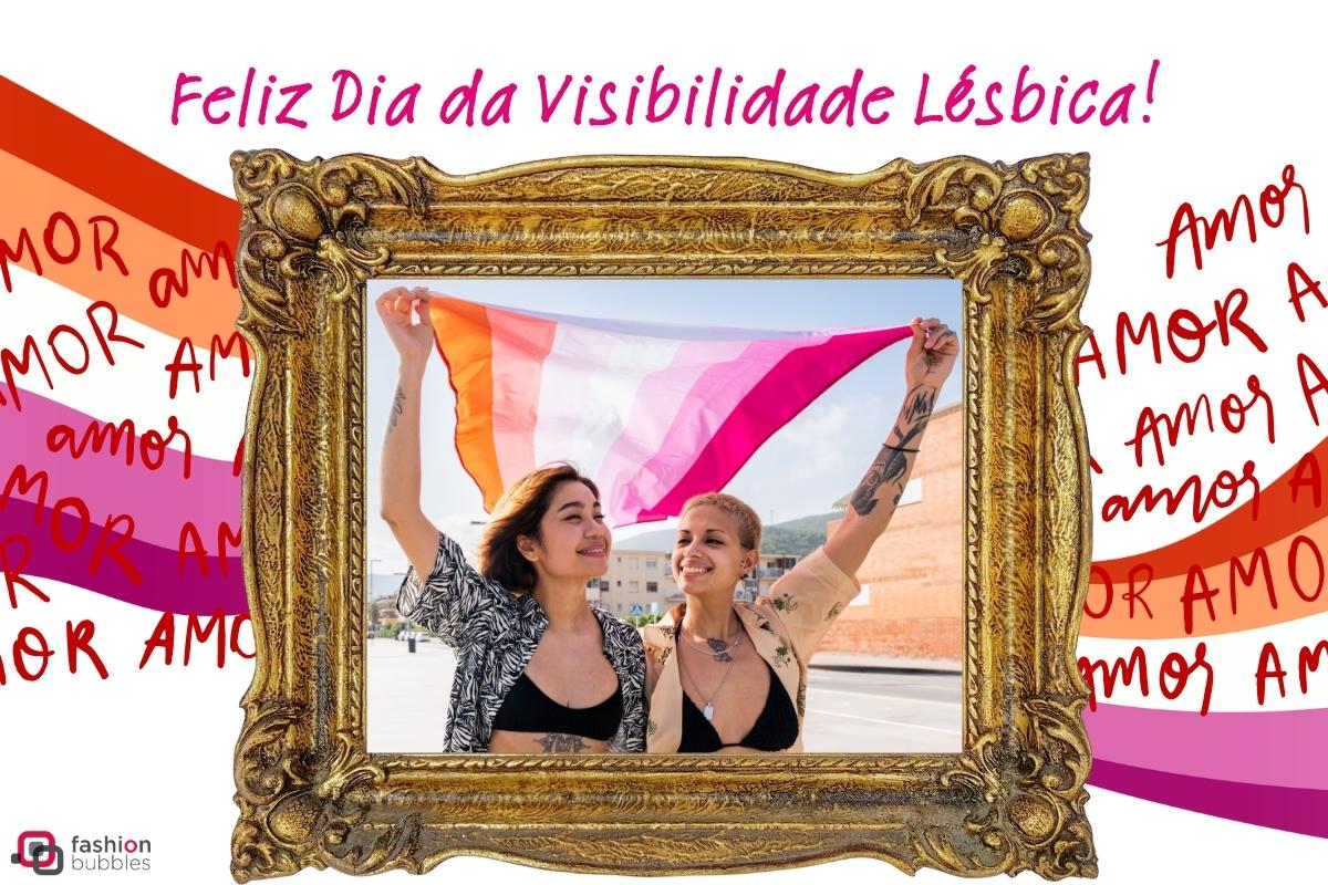 Cartão virtual com frase de feliz Dia da Visibilidade Lésbica