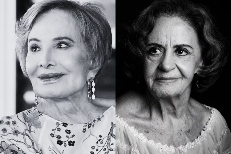Foto em preto e branco das atrizes Glória Menezes e Laura Cardoso