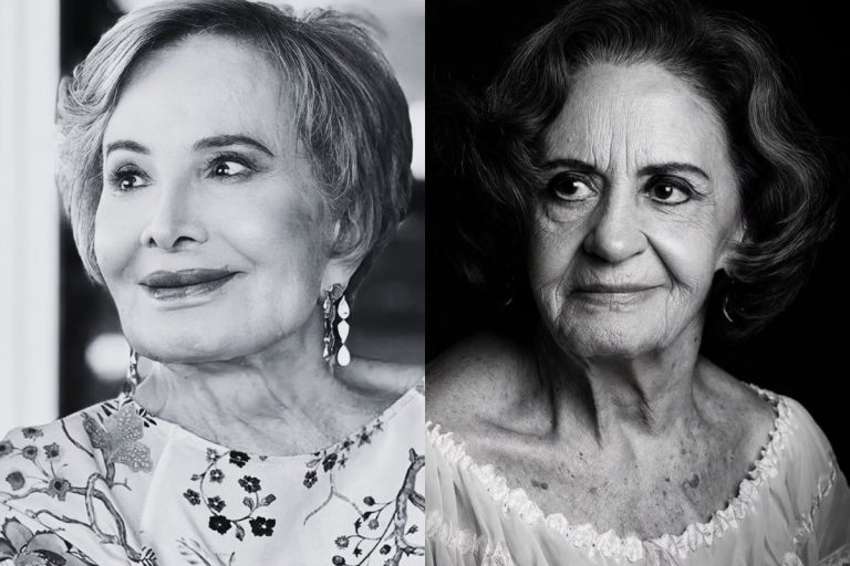 Foto em preto e branco das atrizes Glória Menezes e Laura Cardoso