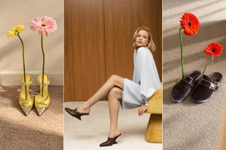 Modelo usando sapato feminino high vamp marrom da marca Piazza