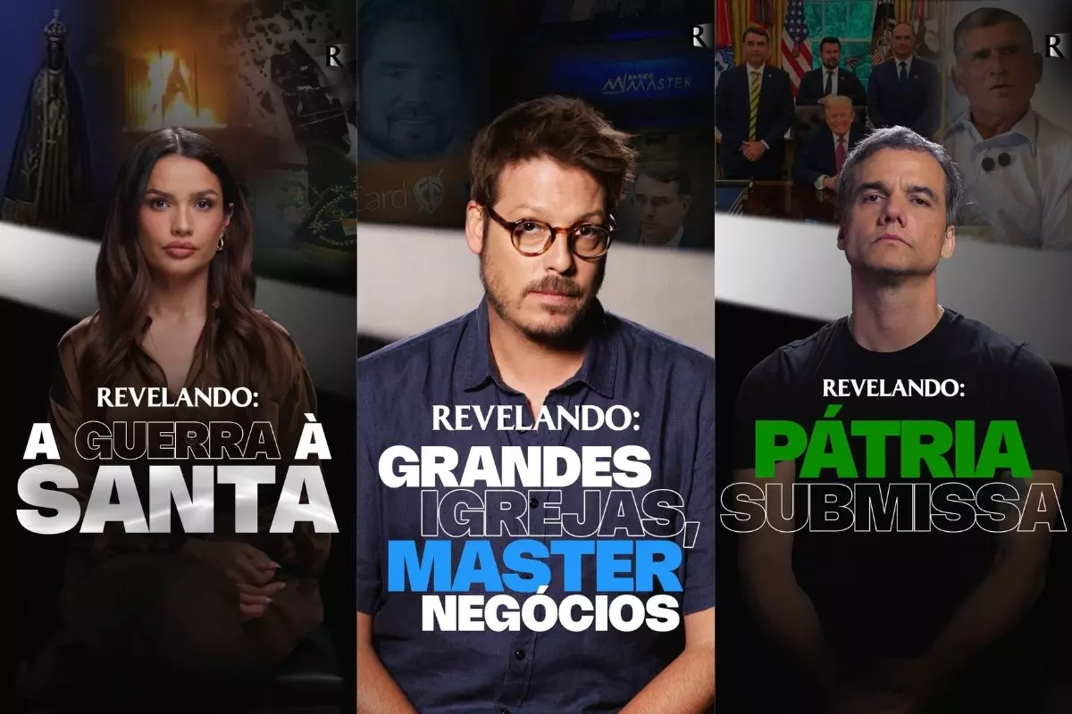 Foto de documentários do Revelando Brasil apresentados por Juliette, Fábio Porchat e Wagner Moura